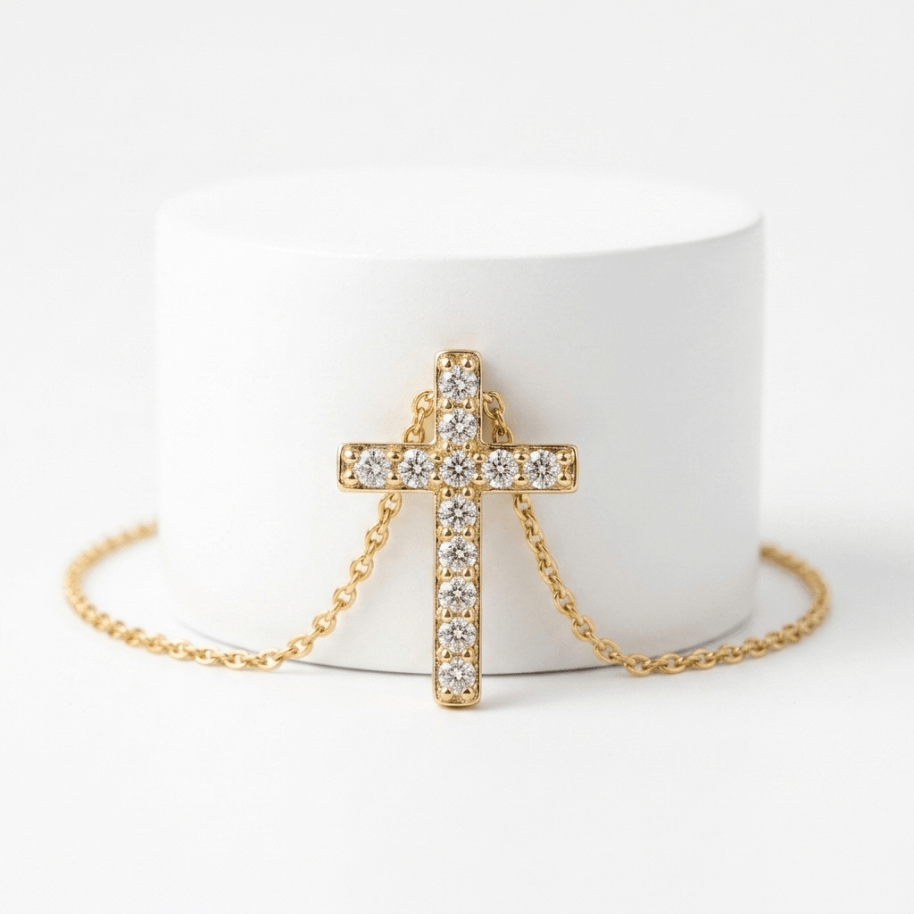 18K Gold Cross Necklace Gold Women's Necklace Soulful Faith Christian Apparel & Jewelry