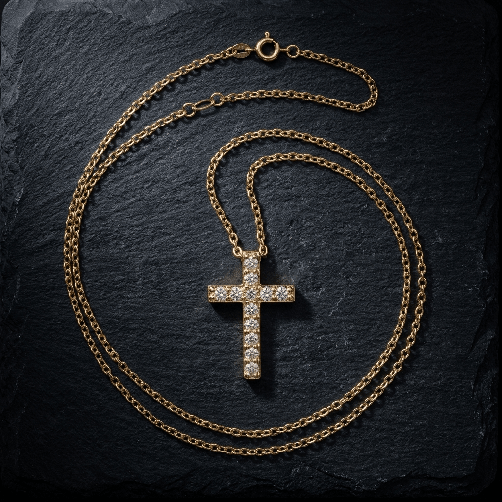 18K Gold Cross Necklace Gold Women's Necklace Soulful Faith Christian Apparel & Jewelry