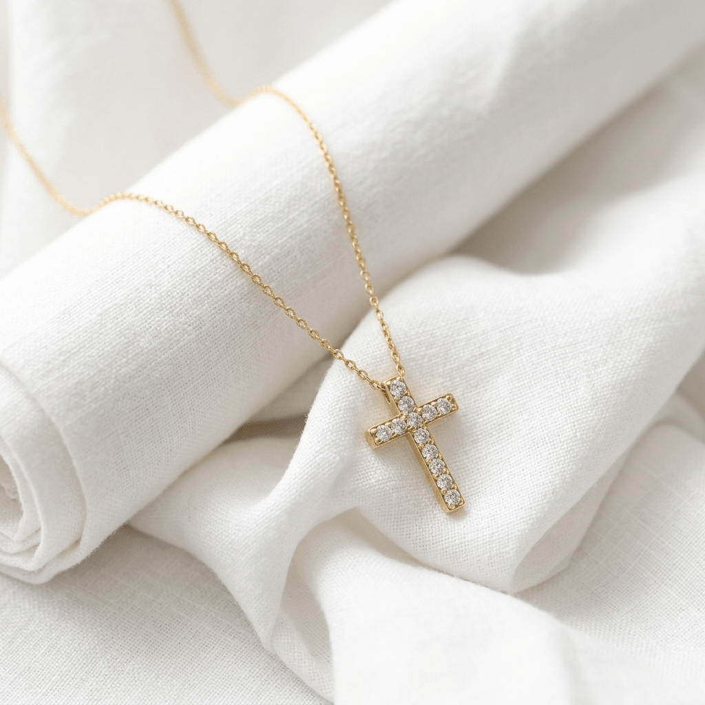 18K Gold Cross Necklace Gold Women's Necklace Soulful Faith Christian Apparel & Jewelry