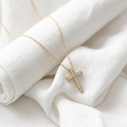 18K Gold Cross Necklace Gold Women's Necklace Soulful Faith Christian Apparel & Jewelry