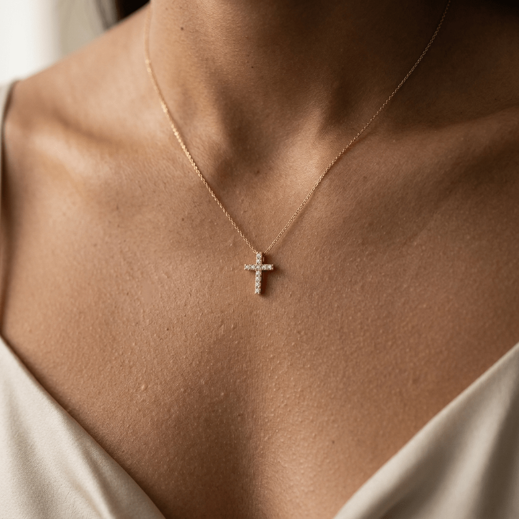 18K Gold Cross Necklace Gold Women's Necklace Soulful Faith Christian Apparel & Jewelry