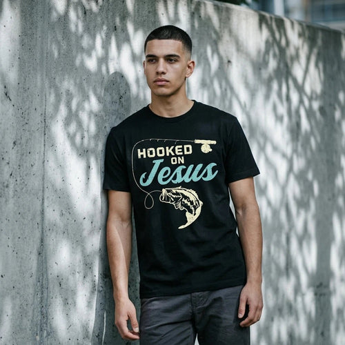 American Made Jesus Fishing Tee S Men's T-Shirt Soulful Faith Christian Apparel & Jewelry
