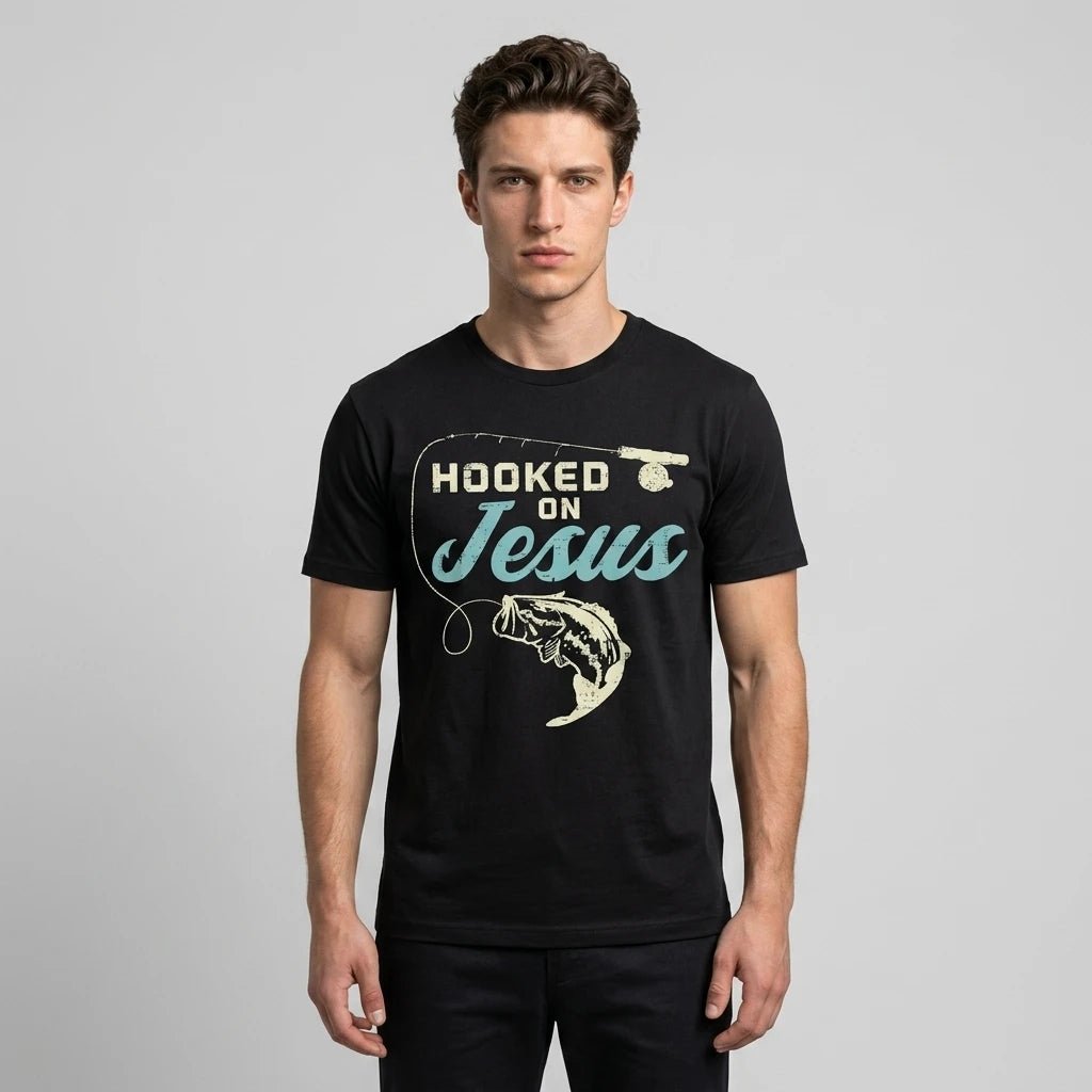 American Made Jesus Fishing Tee S Men's T-Shirt Soulful Faith Christian Apparel & Jewelry