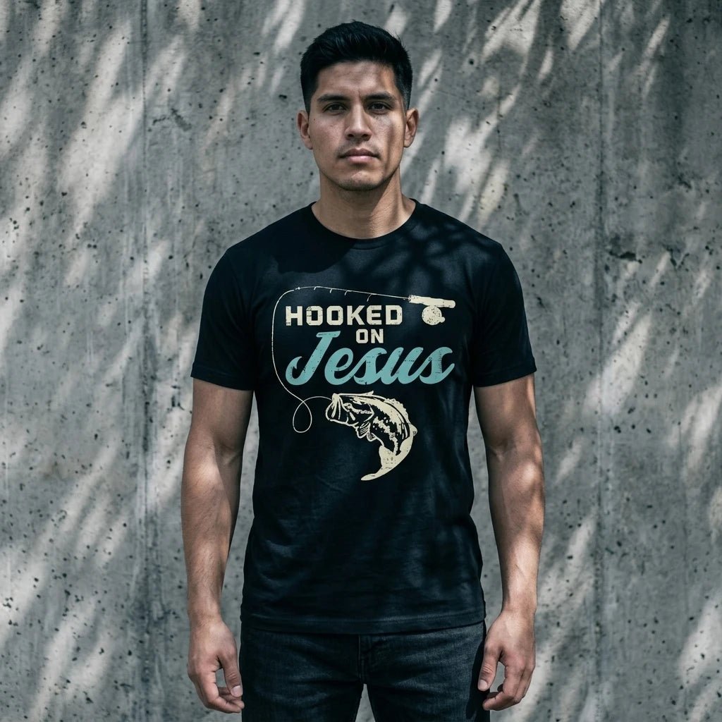 American Made Jesus Fishing Tee S Men's T-Shirt Soulful Faith Christian Apparel & Jewelry