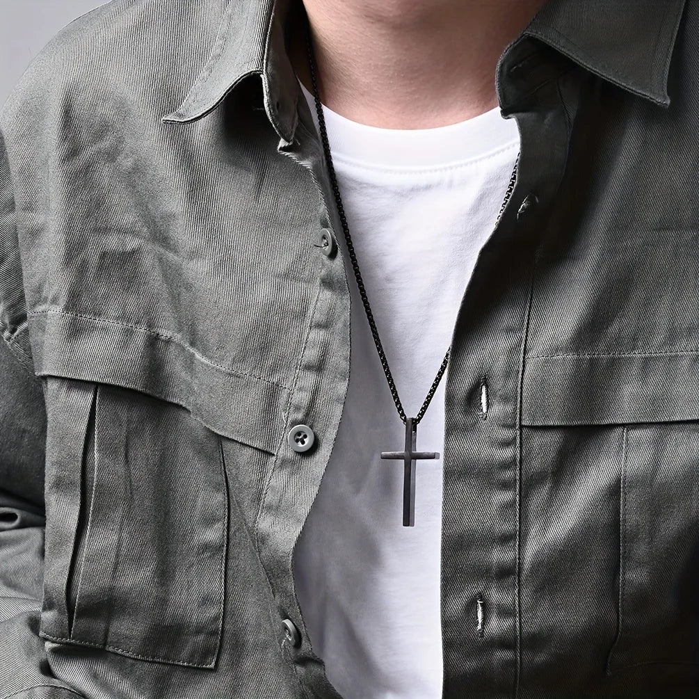 Philippians 4:13 Cross Necklace Black Men's Necklace Soulful Faith Christian Apparel & Jewelry