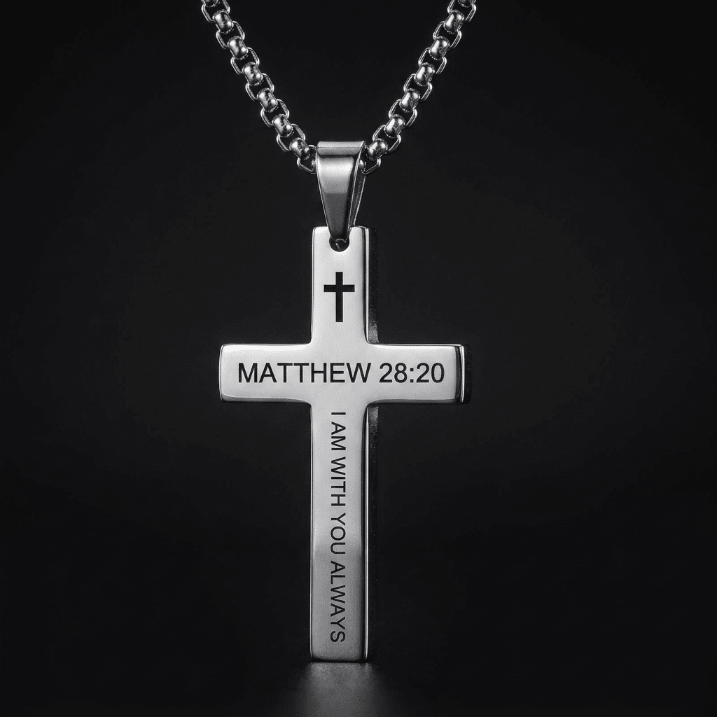 Bible Verse Cross Necklace Philippians 4:13 Men's Necklace Soulful Faith Christian Apparel & Jewelry