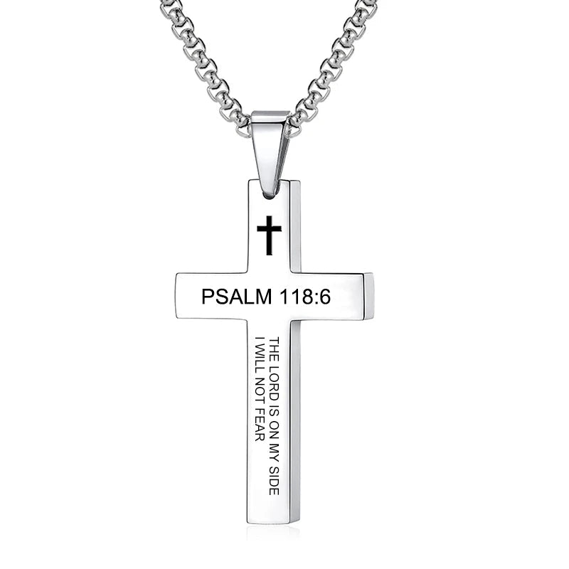 Bible Verse Cross Necklace Philippians 4:13 Men's Necklace Soulful Faith Christian Apparel & Jewelry