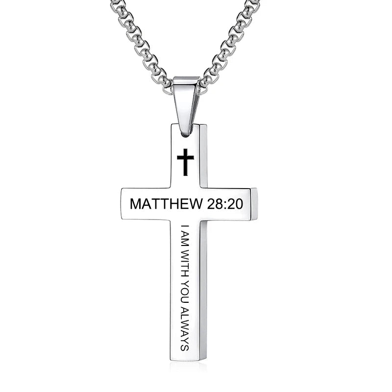Bible Verse Cross Necklace Philippians 4:13 Men's Necklace Soulful Faith Christian Apparel & Jewelry