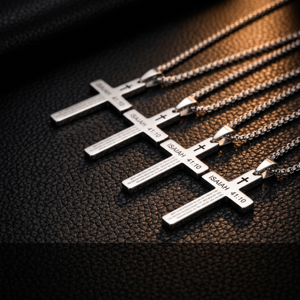 Bible Verse Cross Necklace Philippians 4:13 Men's Necklace Soulful Faith Christian Apparel & Jewelry