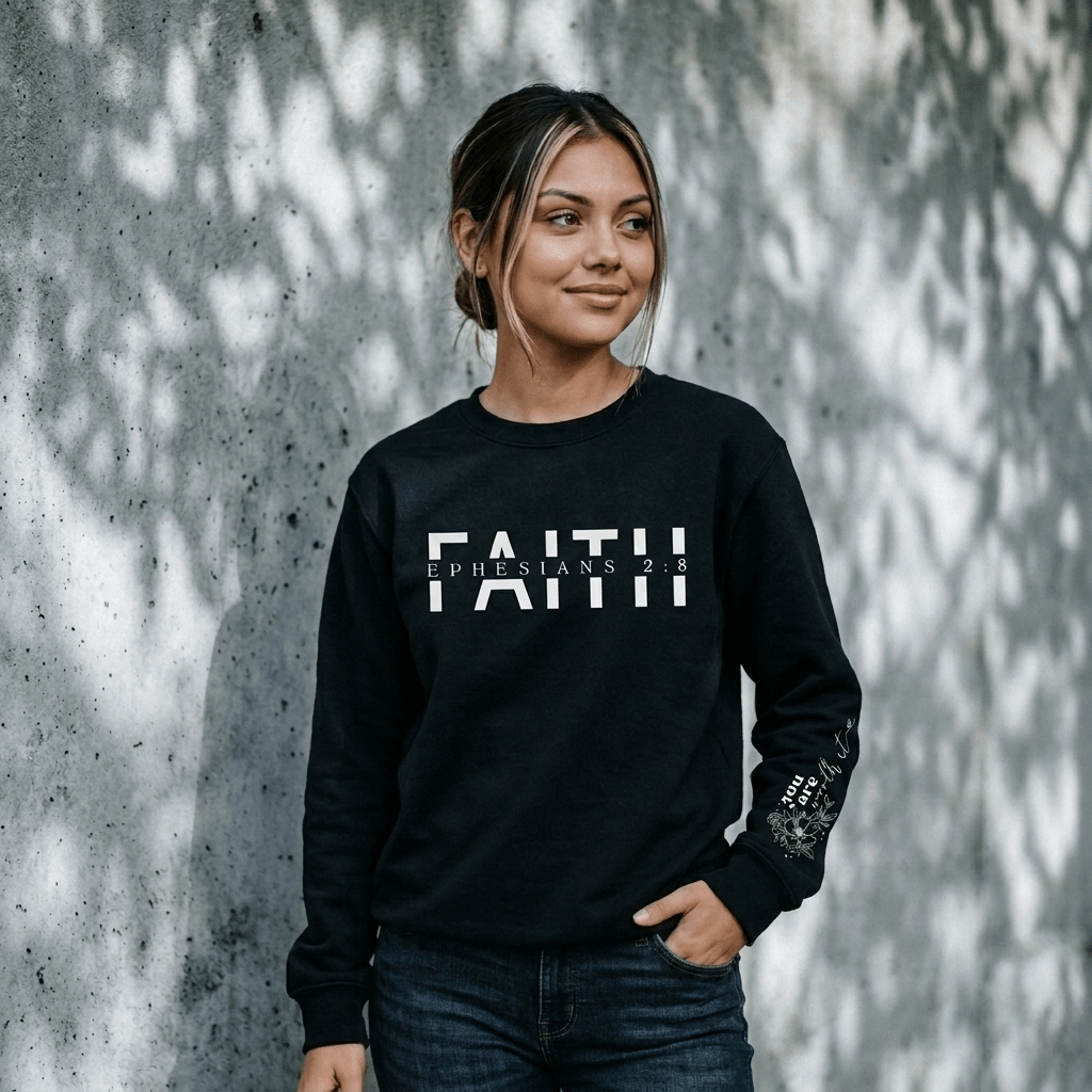 Bible Verse Women's Sweatshirt Black Women's Sweatshirt Soulful Faith Christian Apparel & Jewelry