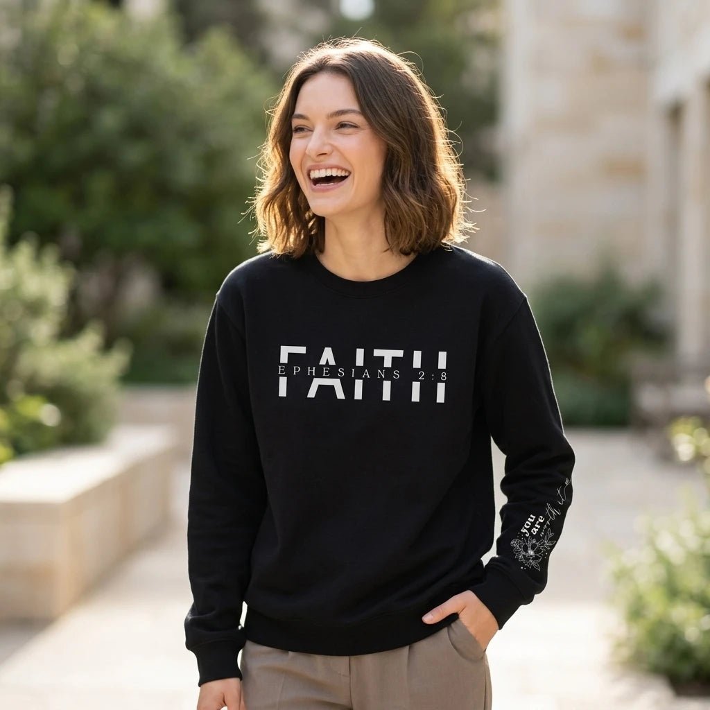 Bible Verse Women's Sweatshirt Black Women's Sweatshirt Soulful Faith Christian Apparel & Jewelry