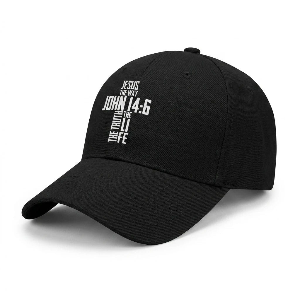 John 14:6 Faith Cap Black / One Size Unisex Baseball Cap Soulful Faith Christian Apparel & Jewelry