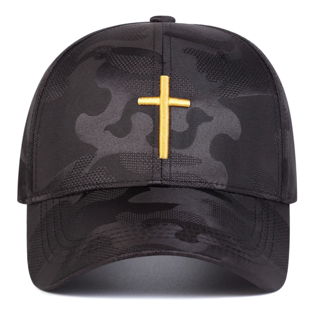 Christian Camouflage Cross Cap Camouflage & Gold Baseball Cap Soulful Faith Christian Apparel & Jewelry