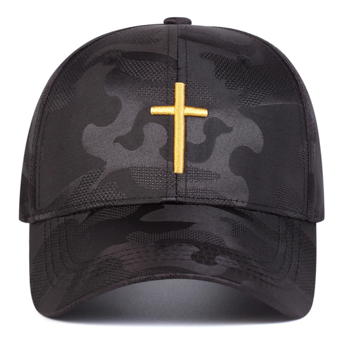 Christian Camouflage Cross Cap Camouflage & Gold Baseball Cap Soulful Faith Christian Apparel & Jewelry