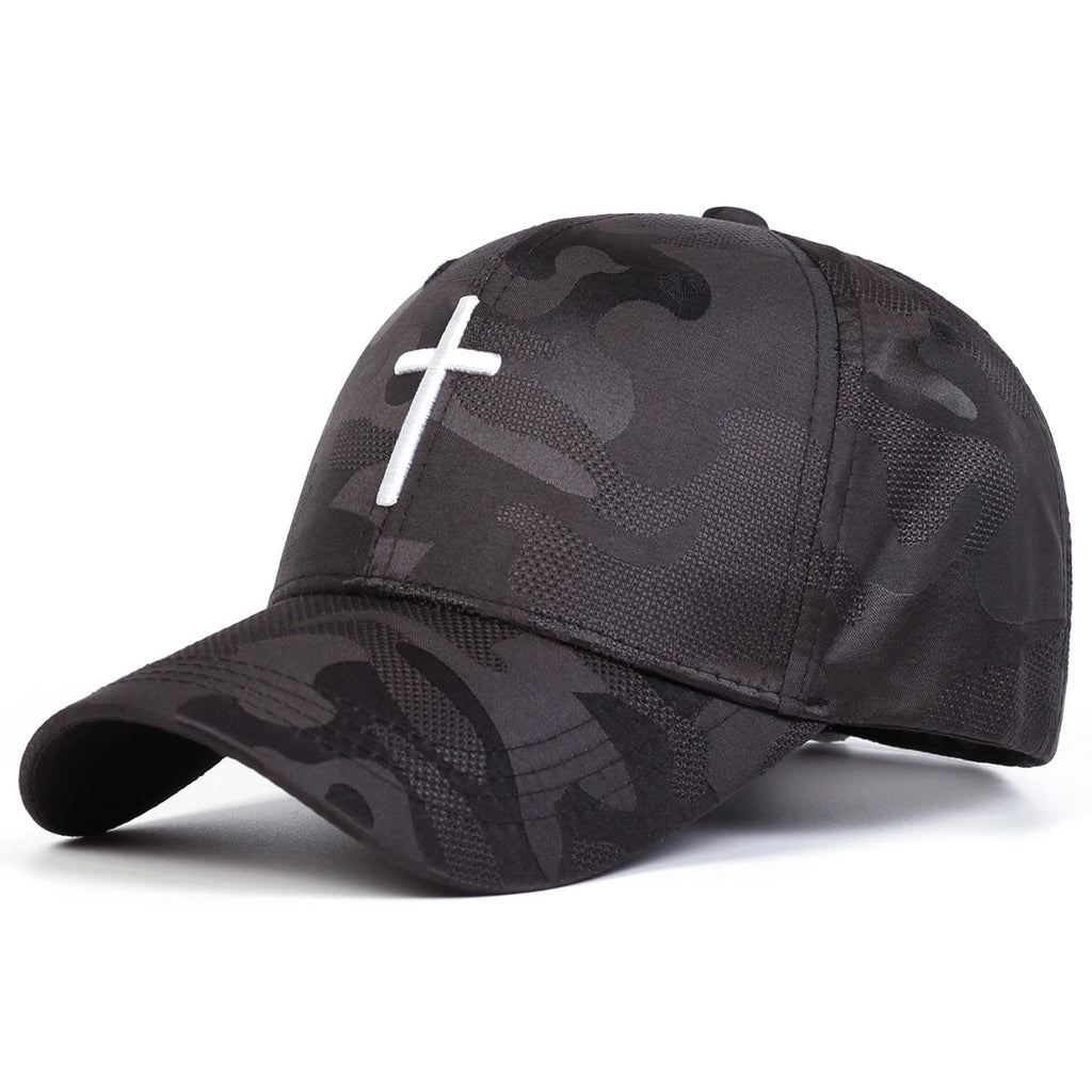 Christian Camouflage Cross Cap Camouflage & Gold Baseball Cap Soulful Faith Christian Apparel & Jewelry
