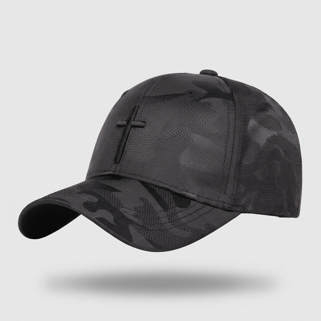Christian Camouflage Cross Cap Camouflage & Gold Baseball Cap Soulful Faith Christian Apparel & Jewelry