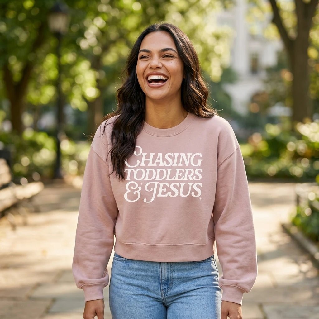 Chasing Toddlers & Jesus Sweatshirt Arctic Women's Sweatshirt Soulful Faith Christian Apparel & Jewelry