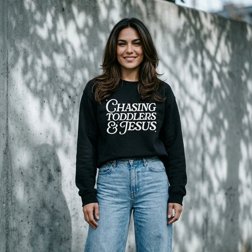 Chasing Toddlers & Jesus Sweatshirt Arctic Women's Sweatshirt Soulful Faith Christian Apparel & Jewelry