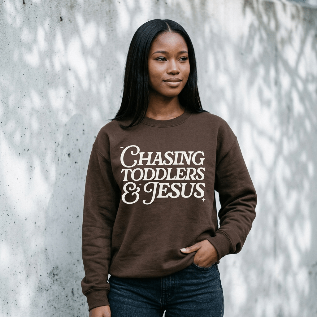 Chasing Toddlers & Jesus Sweatshirt Arctic Women's Sweatshirt Soulful Faith Christian Apparel & Jewelry