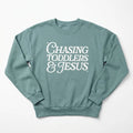 Chasing Toddlers & Jesus Sweatshirt Arctic Women's Sweatshirt Soulful Faith Christian Apparel & Jewelry