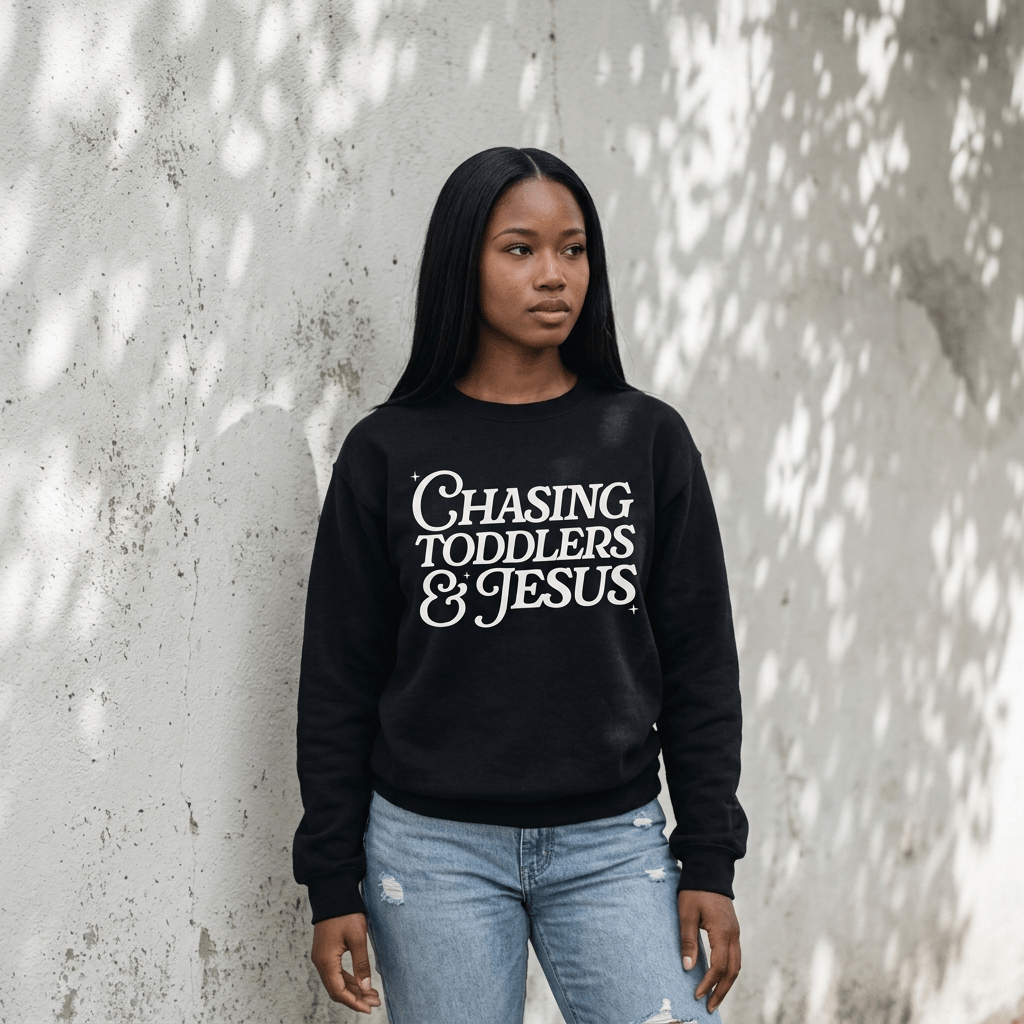 Chasing Toddlers & Jesus Sweatshirt Arctic Women's Sweatshirt Soulful Faith Christian Apparel & Jewelry