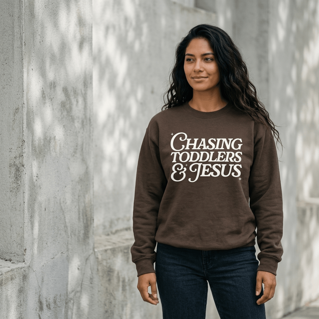 Chasing Toddlers & Jesus Sweatshirt Arctic Women's Sweatshirt Soulful Faith Christian Apparel & Jewelry