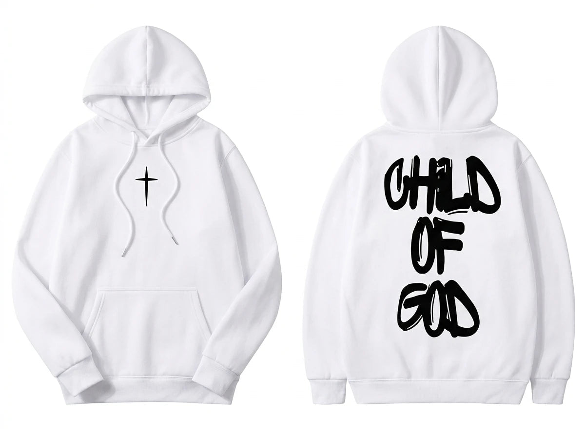 Child of God Hoodie White Men's Hoodie Soulful Faith Christian Apparel & Jewelry