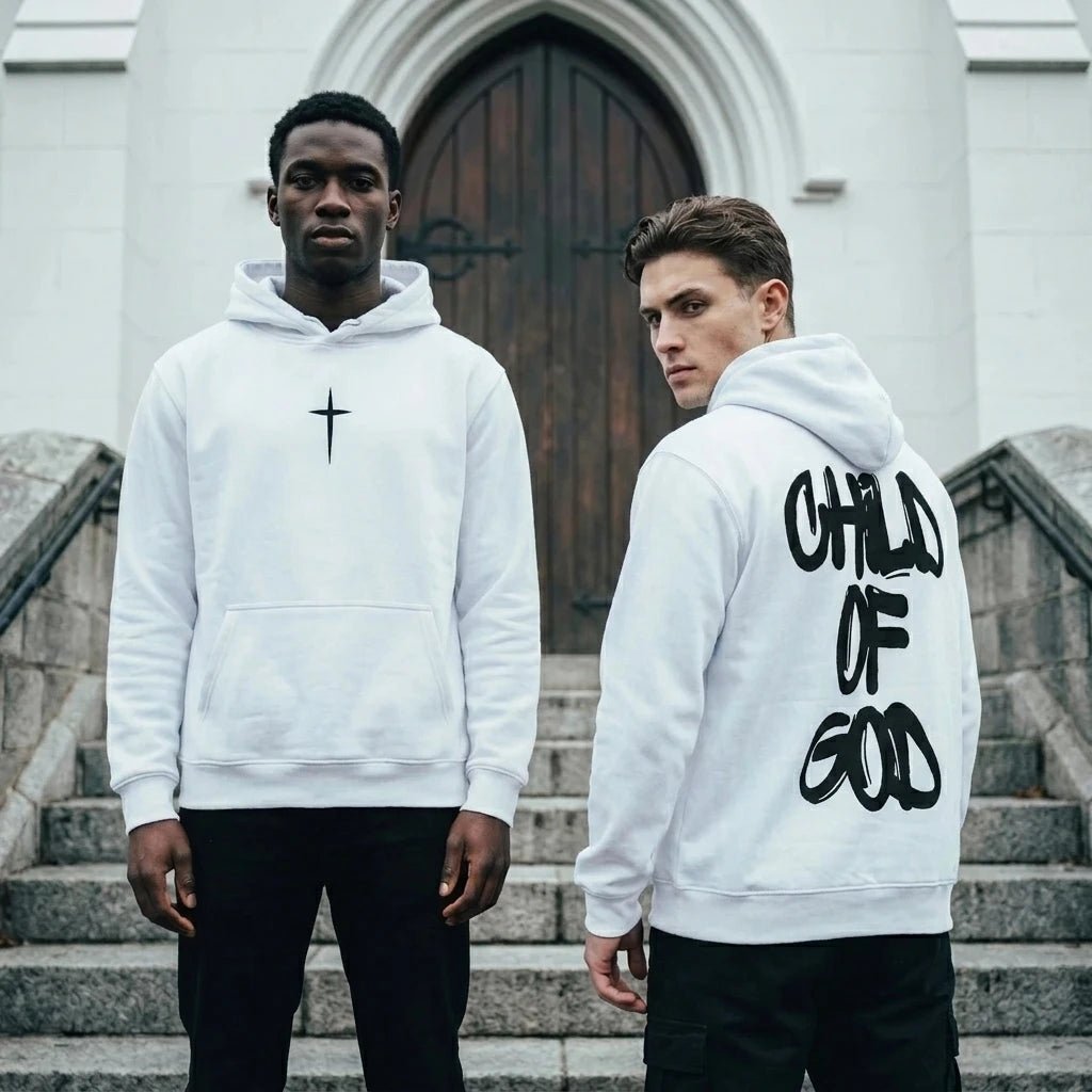 Child of God Hoodie White Men's Hoodie Soulful Faith Christian Apparel & Jewelry