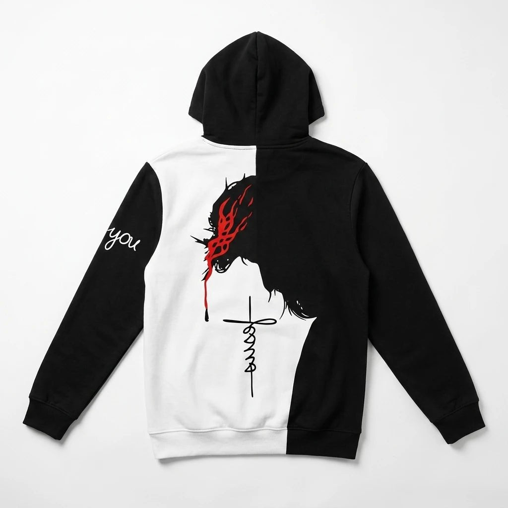 Christ Jesus Graphic Hoodie Black & White Men's Hoodie Soulful Faith Christian Apparel & Jewelry