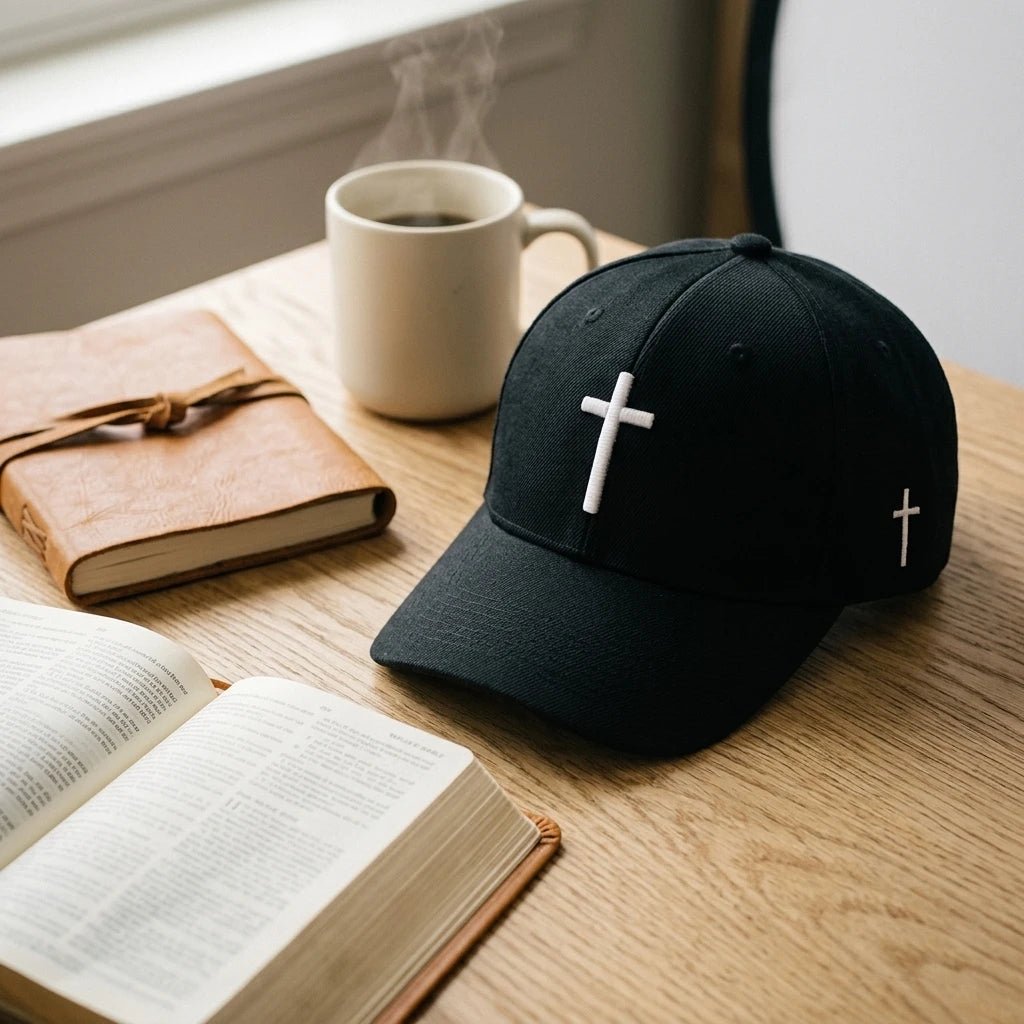 Cross Embroidered Cap Black & Red Baseball Cap Soulful Faith Christian Apparel & Jewelry