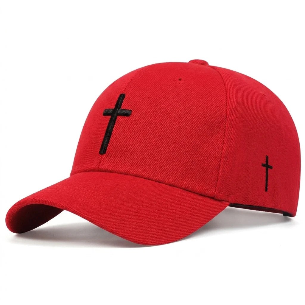 Cross Embroidered Cap Red Baseball Cap Soulful Faith Christian Apparel & Jewelry