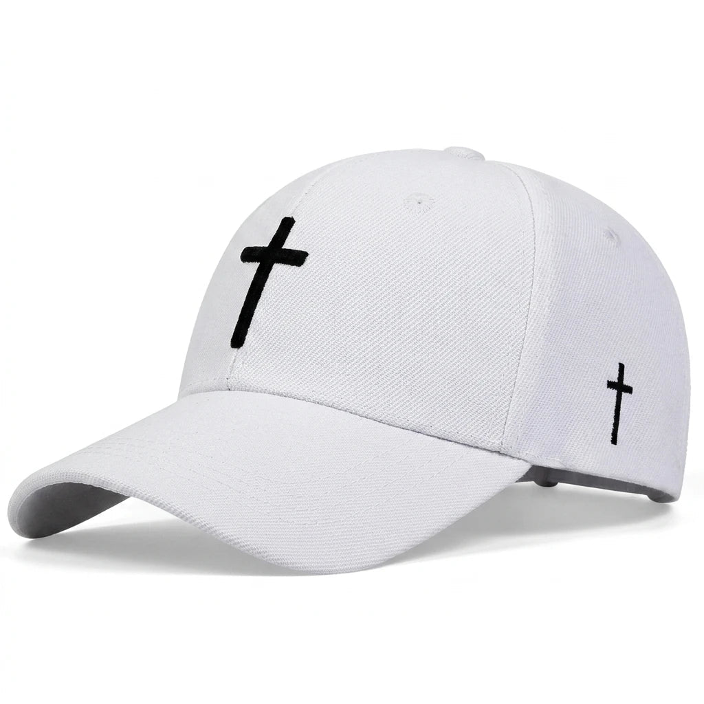 Cross Embroidered Cap White Baseball Cap Soulful Faith Christian Apparel & Jewelry