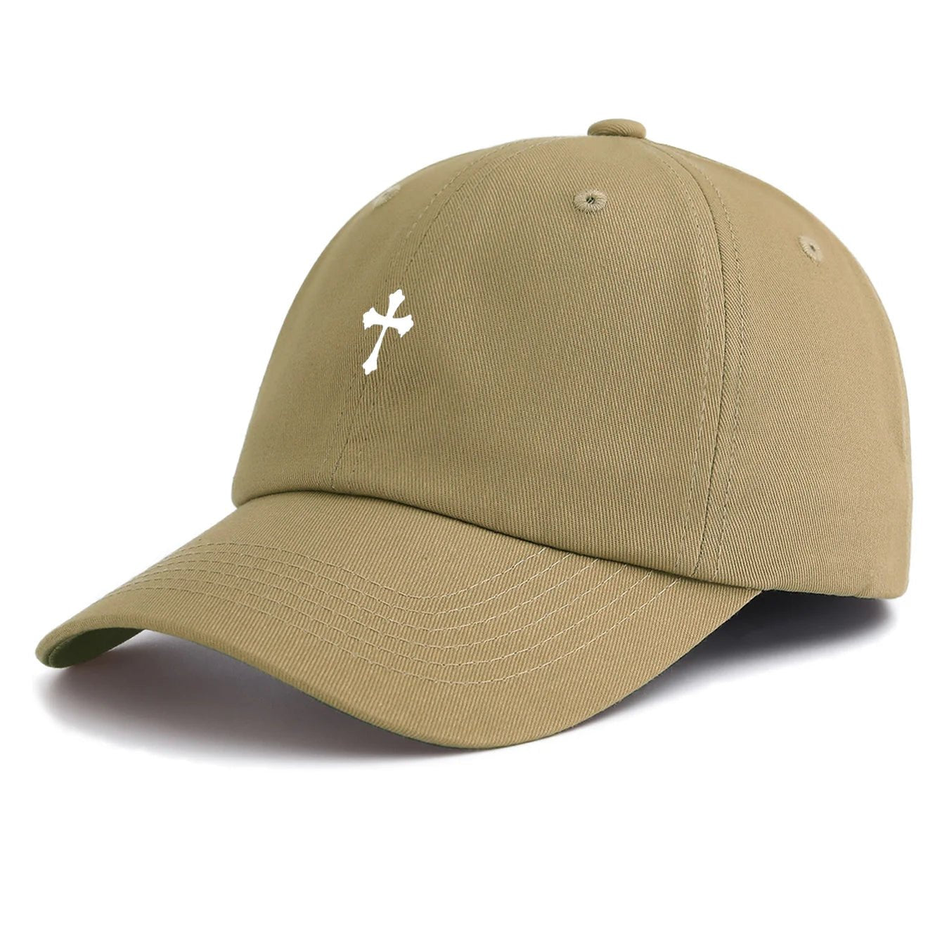 Cross Fleury Baseball Cap Khaki Baseball Cap Soulful Faith Christian Apparel & Jewelry