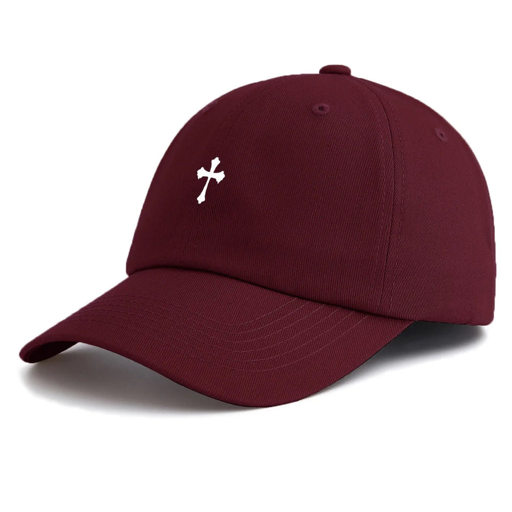 Cross Fleury Baseball Cap Wine Red Baseball Cap Soulful Faith Christian Apparel & Jewelry