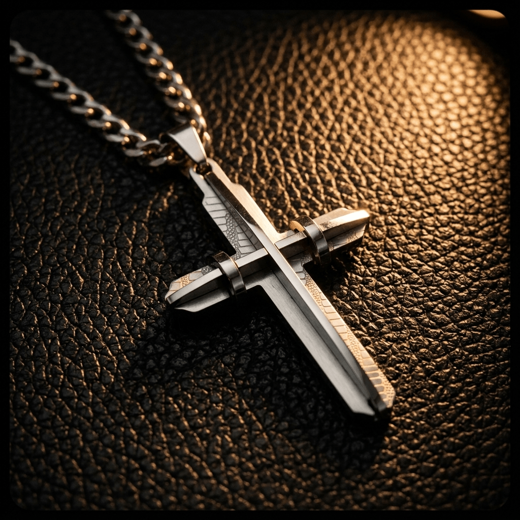 Cuban Link Cross Pendant Necklace Silver Men's Necklace Soulful Faith Christian Apparel & Jewelry