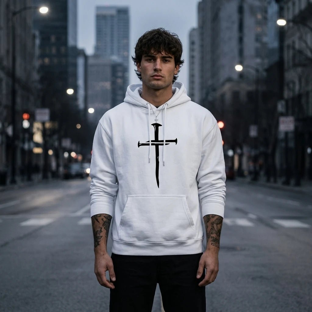 Cross Print Hoodie Black Men's Hoodie Soulful Faith Christian Apparel & Jewelry