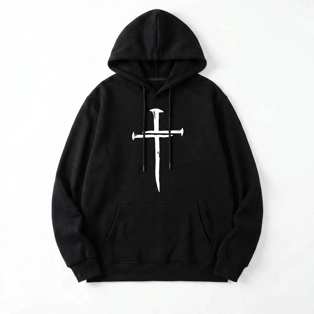 Cross Print Hoodie Black Men's Hoodie Soulful Faith Christian Apparel & Jewelry