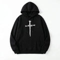 Cross Print Hoodie Black Men's Hoodie Soulful Faith Christian Apparel & Jewelry