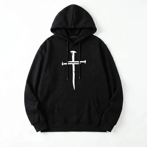Cross Print Hoodie Black Men's Hoodie Soulful Faith Christian Apparel & Jewelry
