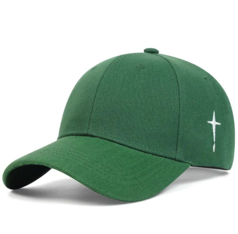 Cross Water Drop Cap Green Baseball Cap Soulful Faith Christian Apparel & Jewelry