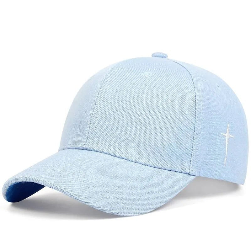 Cross Water Drop Cap Light Blue Baseball Cap Soulful Faith Christian Apparel & Jewelry