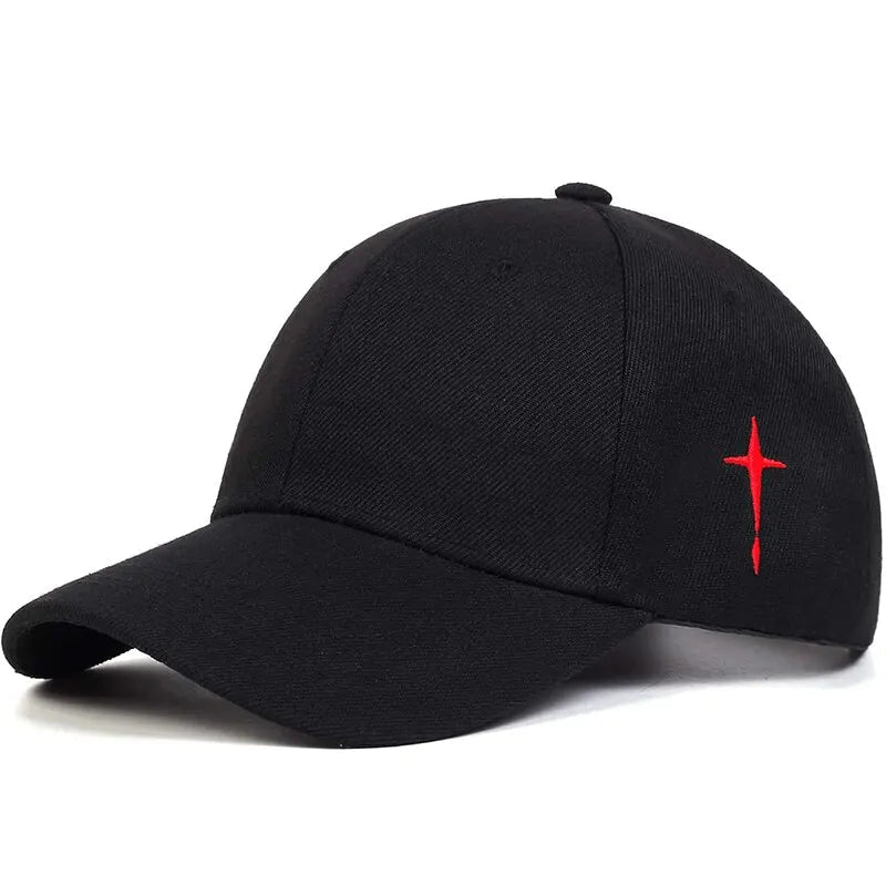 Cross Water Drop Cap Red & Black Baseball Cap Soulful Faith Christian Apparel & Jewelry