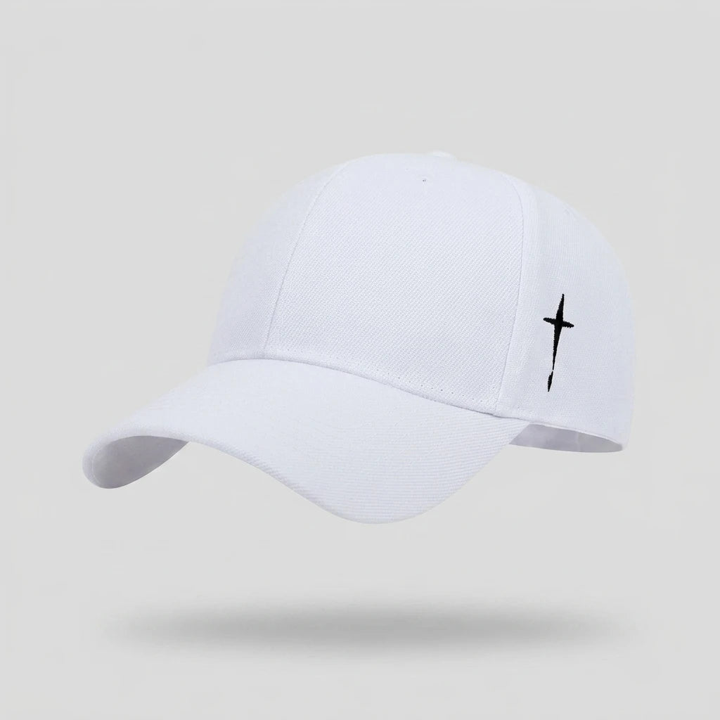 Cross Water Drop Cap White Baseball Cap Soulful Faith Christian Apparel & Jewelry