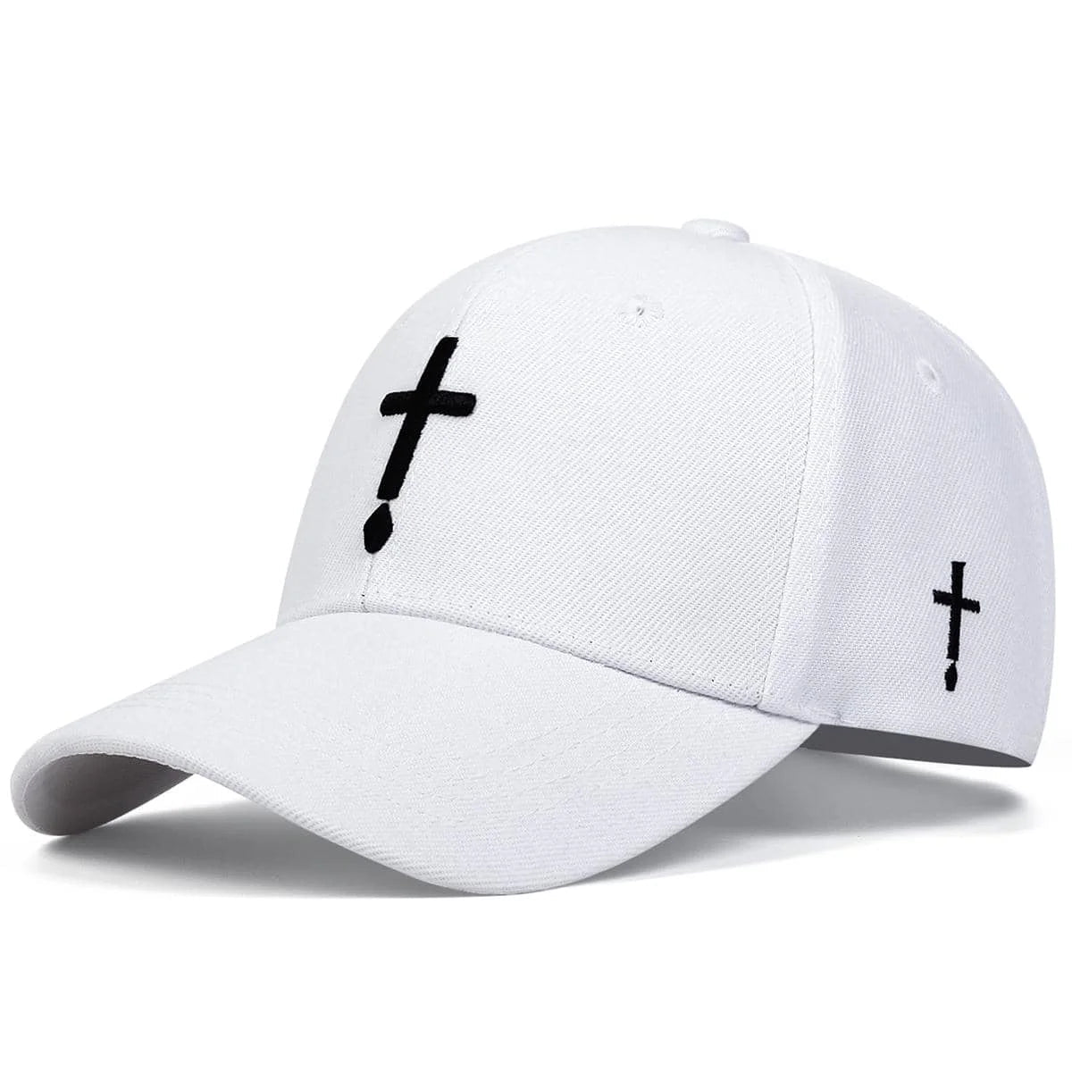 Cross Water Drop Cap White & Black Baseball Cap Soulful Faith Christian Apparel & Jewelry