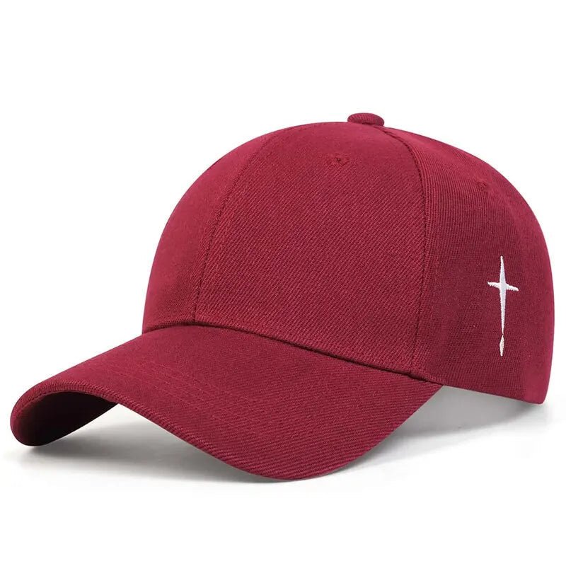 Cross Water Drop Cap Wine Red Baseball Cap Soulful Faith Christian Apparel & Jewelry