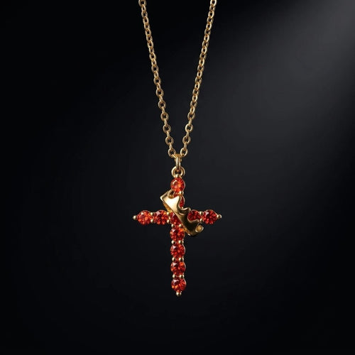 Crown of Thorns Cross Necklace Gold & RG Women's Necklace Soulful Faith Christian Apparel & Jewelry
