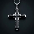 Crystal Cross Pendant Necklace Black Men's Necklace Soulful Faith Christian Apparel & Jewelry
