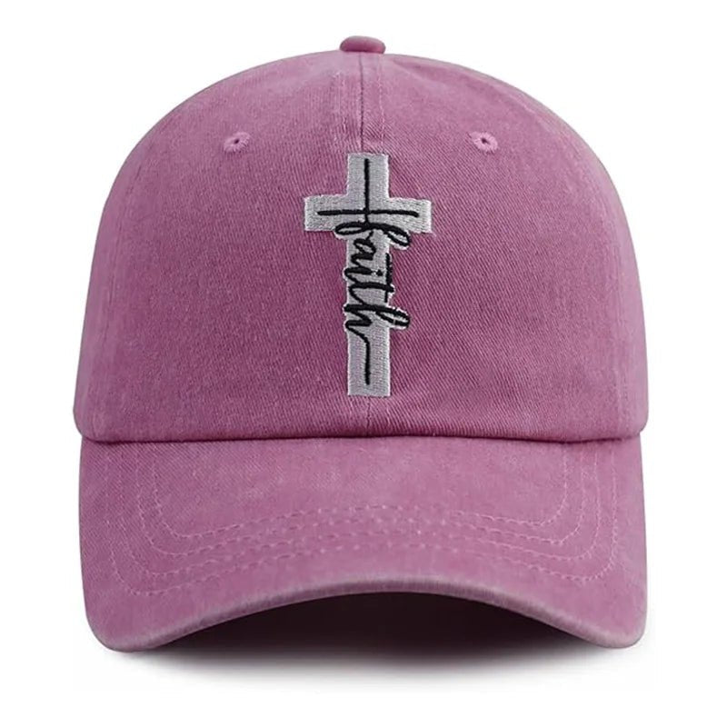 Distressed Cross Faith Cap Pink Baseball Cap Soulful Faith Christian Apparel & Jewelry