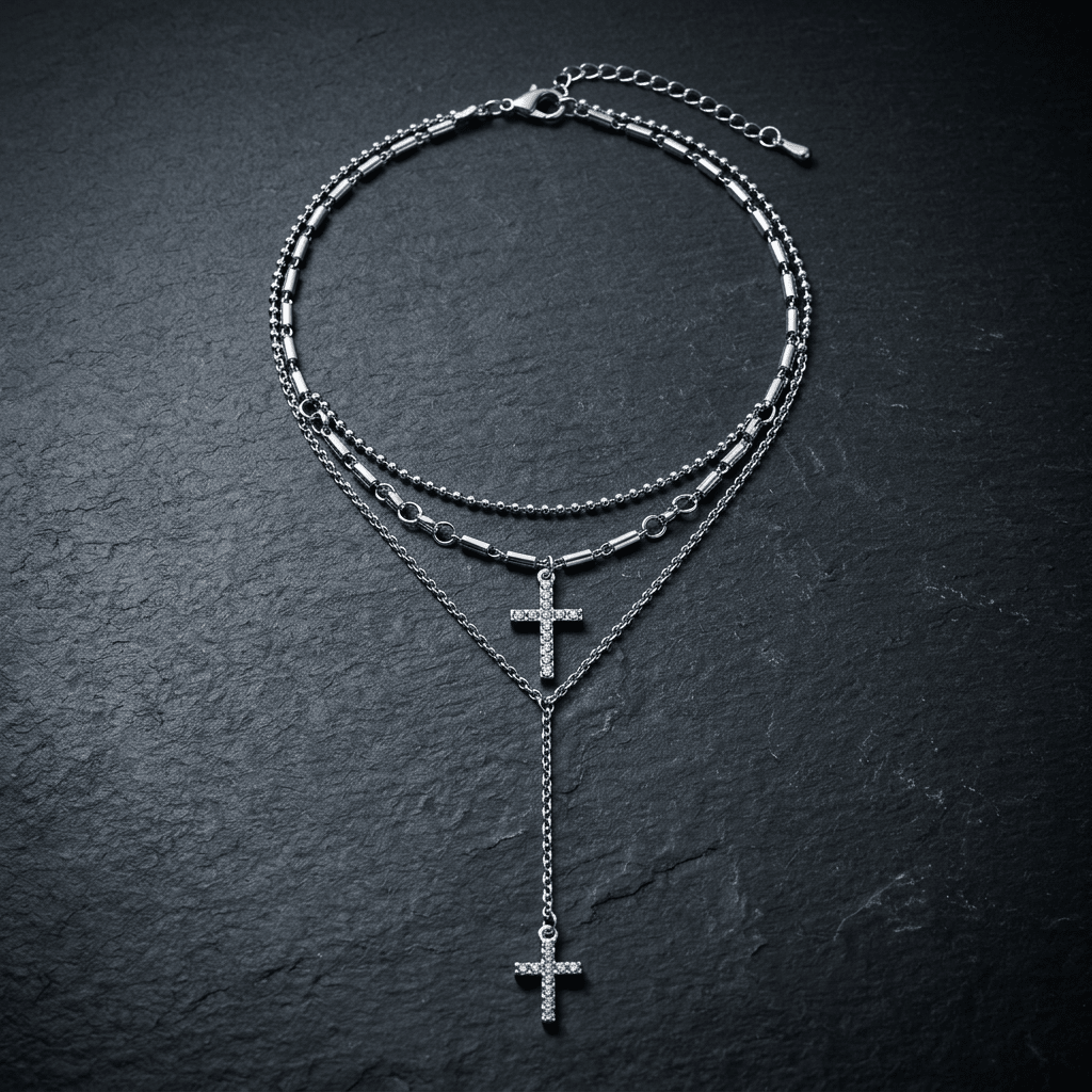 Double Layered Cross Necklace Gold Women's Necklace Soulful Faith Christian Apparel & Jewelry