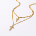 Double Layered Cross Necklace Gold Women's Necklace Soulful Faith Christian Apparel & Jewelry